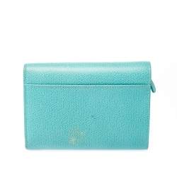 Pre Owned Tiffany & Co. Blue Leather Tri- Fold French Wallet