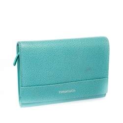 Pre Owned Tiffany & Co. Blue Leather Tri- Fold French Wallet