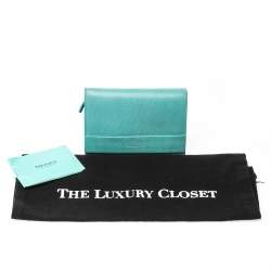 Pre Owned Tiffany & Co. Blue Leather Tri- Fold French Wallet