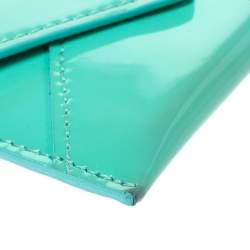 Pre Owned Tiffany & Co Light Green Patent Leather Business Card Holder
