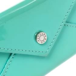 Pre Owned Tiffany & Co Light Green Patent Leather Business Card Holder