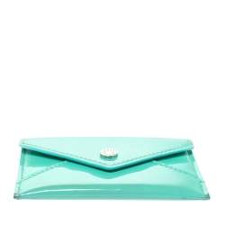 Pre Owned Tiffany & Co Light Green Patent Leather Business Card Holder