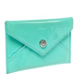 Pre Owned Tiffany & Co Light Green Patent Leather Business Card Holder