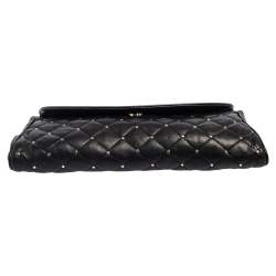 Pre Owned Tiffany & Co. Black Quilted Leather Studded Chain Clutch