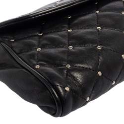 Pre Owned Tiffany & Co. Black Quilted Leather Studded Chain Clutch