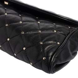 Pre Owned Tiffany & Co. Black Quilted Leather Studded Chain Clutch