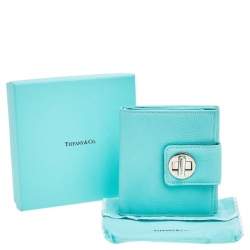 Pre Owned Tiffany & Co. Turquoise Leather Turnlock Wallet