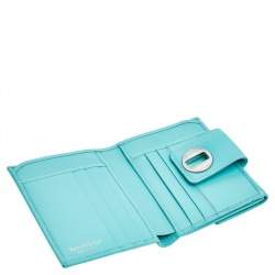 Pre Owned Tiffany & Co. Turquoise Leather Turnlock Wallet