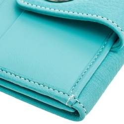 Pre Owned Tiffany & Co. Turquoise Leather Turnlock Wallet