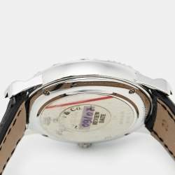 Tiffany & Co. Grey Sterling Silver Embossed Leather Atlas Women's Wristwatch 37 mm