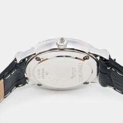 Tiffany & Co. Grey Sterling Silver Embossed Leather Atlas Women's Wristwatch 25 mm