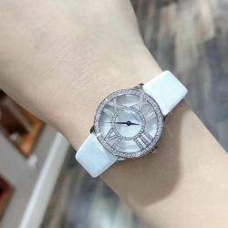 Pre Owned Tiffany Atlas  Quartz Watch White Gold Diamond Bezel 30 mm