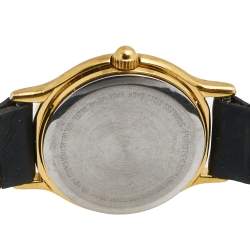 Pre Owned Tiffany & Co White Gold Plated Stainless Steel Leather Portfolio Women's Wristwatch 24 mm 