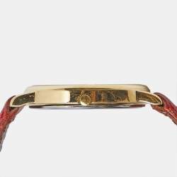 Tissot White Dial Yellow Gold Plated Leather Vintage Moon Phase Annual Calendar C295 Women's Wristwatch 33 mm