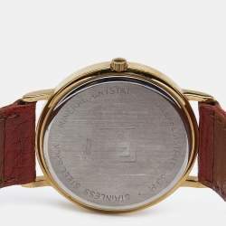 Tissot White Dial Yellow Gold Plated Leather Vintage Moon Phase Annual Calendar C295 Women's Wristwatch 33 mm