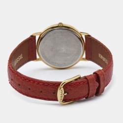 Tissot White Dial Yellow Gold Plated Leather Vintage Moon Phase Annual Calendar C295 Women's Wristwatch 33 mm