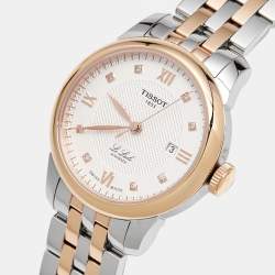 Pre Owned Tissot Silver Dial Diamond Two-Tone Stainless Steel T-Classic Le Locle Mechanique T0062072203600 Women's Wristwatch 29 mm