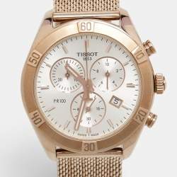 Pre Owned Tissot Silver Dial Rose Gold Plated Stainless Steel PR100 T101.917.33.031.00 Women's Wristwatch 38 mm