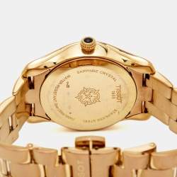 Pre Owned Tissot Black and Mother of Pearl Rose Gold Stainless Steel T-Wave T112.210.33.051.00 Women's Wristwatch 30 mm 
