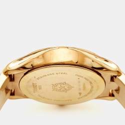 Pre Owned Tissot Black and Mother of Pearl Rose Gold Stainless Steel T-Wave T112.210.33.051.00 Women's Wristwatch 30 mm 