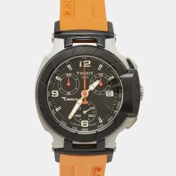 مملوكة مسبقًا ساعة يد نسائية تيسوت تي ريس T048.217.27.057.00 ستانلس ستيل مطاط لونين قرص أسود 36.65 مم
