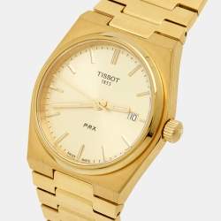 مملوكة مسبقًا Tissot PRX T137.210.33.021.00 Champagne Dial Gold PVD Coated Stainless Steel Women's Wristwatch 35 mm