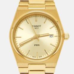 مملوكة مسبقًا Tissot PRX T137.210.33.021.00 Champagne Dial Gold PVD Coated Stainless Steel Women's Wristwatch 35 mm