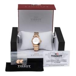 Pre Owned Tissot Mother of Pearl Rose Gold Plated Stainless Steel Diamond T-Wave T112210B Women's Wristwatch 30 mm