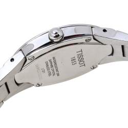 Pre Owned Tissot White Stainless Steel Diamond Oval Women's Wristwatch 21 mm