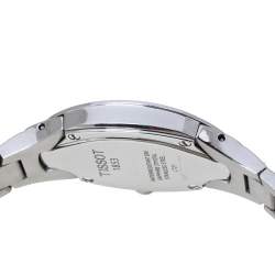 Pre Owned Tissot White Stainless Steel Diamond Oval Women's Wristwatch 21 mm