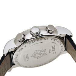 Pre Owned Tissot Mother Of Pearl Stainless Steel & Leather Diamond Dressport T050.217.16.112.01 Women's Wristwatch 35 mm