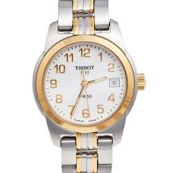Pre Owned Tissot White Two Tone Stainless Steel PR50 T34.2.281.14 Women's Wristwatch 24 mm