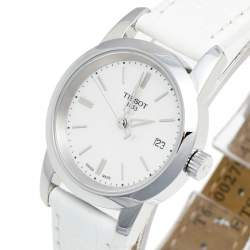 Pre Owned Tissot Mother Of Pearl Stainless Steel Leather Class Dream T033.210.16.111.00 Women's Wristwatch 28 mm