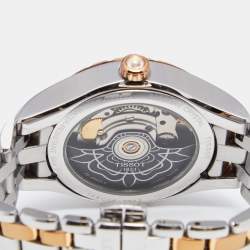 Pre Owned Tissot Brown Two Tone Stainless Steel Lady 80 T072.207.22.298.00 Women's Wristwatch 34 mm