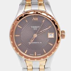 Pre Owned Tissot Brown Two Tone Stainless Steel Lady 80 T072.207.22.298.00 Women's Wristwatch 34 mm