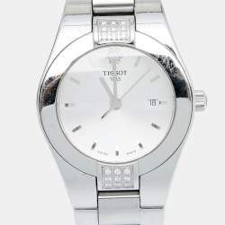 Pre Owned Tissot Silver Stainless Steel Diamond Limited Edition Glam T0432101103100 Women's Wristwatch 32 mm