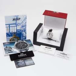 Pre Owned Tissot Mother Of Pearl Stainless Steel Leather Diamond Dressport T050.217.16.112.01 Women's Wristwatch 35 mm