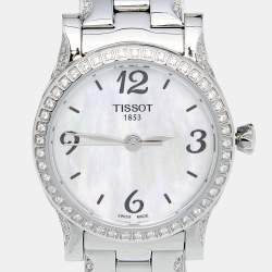 Pre Owned Tissot Mother of Pearl Diamond Stainless Steel Stylis-T T028210A Women's Wristwatch 28MM