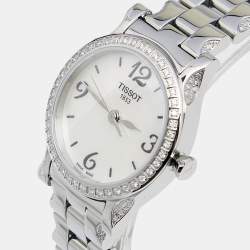 Pre Owned Tissot Mother of Pearl Diamond Stainless Steel Stylis-T T028210A Women's Wristwatch 28MM