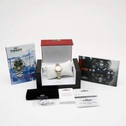 Pre Owned Tissot White Two Tone Stainless Steel Bella Ora T103110 Women's Wristwatch 28 mm