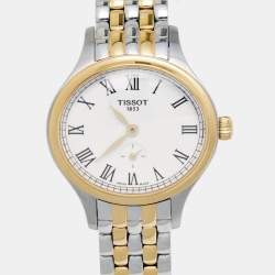 Pre Owned Tissot White Two Tone Stainless Steel Bella Ora T103110 Women's Wristwatch 28 mm