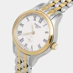Pre Owned Tissot White Two Tone Stainless Steel Bella Ora T103110 Women's Wristwatch 28 mm