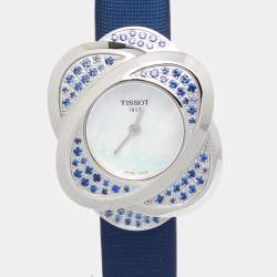Pre Owned Tissot Mother of Pearl Stainless Steel Satin Precious Flower T03.1.235.80 Women's Wristwatch 30 mm