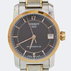 Pre Owned Tissot Brown Two Tone Titanium T-Classic T087207 Women's Wristwatch 32 mm