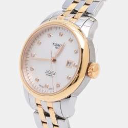 Pre Owned Tissot Mother of Pearl Diamond Two Tone Stainless Steel Le Locle T006.207.22.116.00 Women's Wristwatch 29 mm