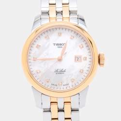 Pre Owned Tissot Mother of Pearl Diamond Two Tone Stainless Steel Le Locle T006.207.22.116.00 Women's Wristwatch 29 mm
