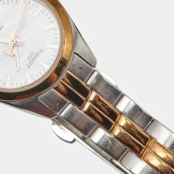 Pre Owned Tissot Mother of Pearl Two Tone Stainless Steel PR100 T101.010.22.111.01 Women's Wristwatch 25 mm