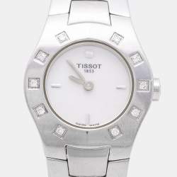 Pre Owned Tissot Mother of Pearl Stainless Steel Diamond L521 Women's Wristwatch 23 mm