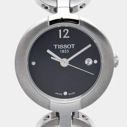 Pre Owned Tissot Black Stainless Steel Pinky T084.210.11.057.00 Women's Wristwatch 27.95 mm