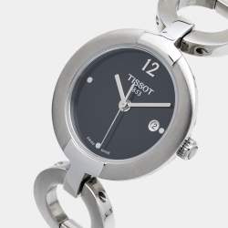 Pre Owned Tissot Black Stainless Steel Pinky T084.210.11.057.00 Women's Wristwatch 27.95 mm